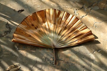 Palm leaf fan on vintage wall high resolution picture