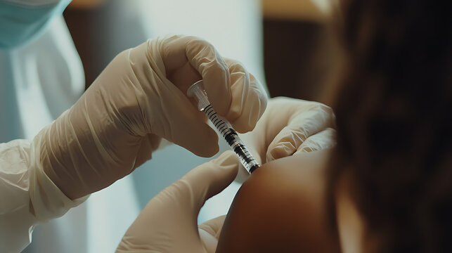 Healthcare Professional Administering Injection to Patient - Powered by Adobe