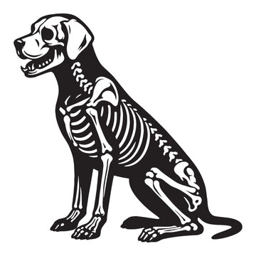 Visualizing canine heritage &ndash; Dog skeleton silhouette combined with sharp Dog skeleton vector &ndash; Dog skeleton illustration

