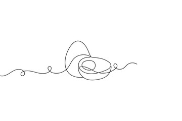 Egg continuous one line drawing minimalist style outline vector illustration

