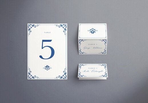 5x7in Table Number and 3.5 x 2 in Place Card Mockup