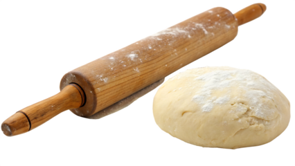  raw-dough-and-rolling-pin- isolated on white back ground  png, ai generated
