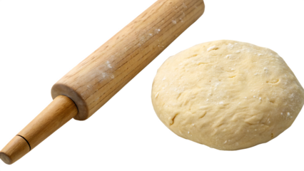  raw-dough-and-rolling-pin- isolated on white back ground  png, ai generated