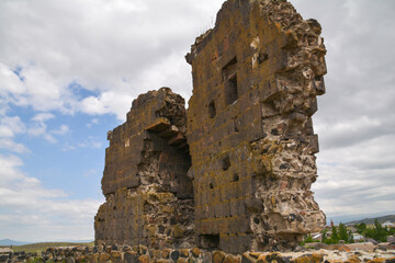 Ruins of an old fortress. Old architecture. Ruined castle walls. Ancient culture