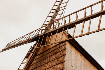 Classic Slavic Windmill Blade Structure with Timber Facade and Angular Composition