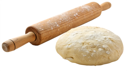  raw-dough-and-rolling-pin- isolated on white back ground  png, ai generated