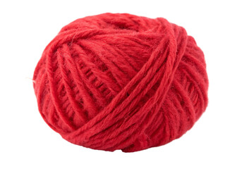  red-woolen-yarn-ball-isolated on white background png, ai generated