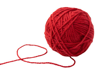  red-woolen-yarn-ball-isolated on white background png, ai generated