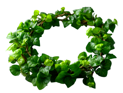 Jungle vine border made from Cayratia trifolia plant, three-leaf grape ivy in curved frame formation on white, isolated to transparent background - Powered by Adobe