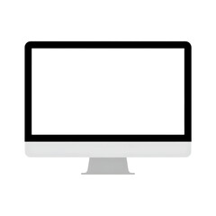 Fototapeta premium Simple grey desktop computer icon isolated on transparent background