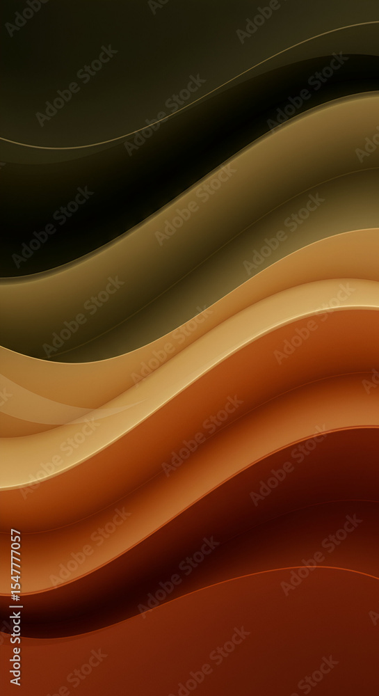 Aufkleber abstract layered wavy forms in warm, earthy tones. dynamic, flowing curves with depth and dimension.