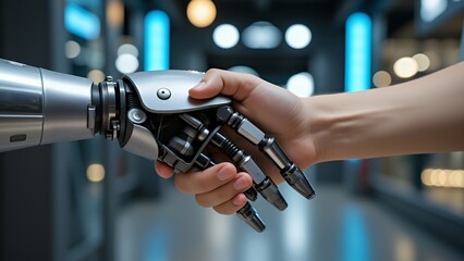 信頼とパートナーシップを示す人と機械の融合