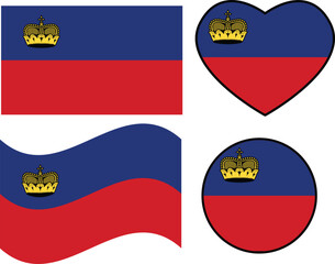 Liechtenstein flag on white background. Liechtenstein Round Country Flag. Waving flag of Liechtenstein. Circular Liechtenstein National Flag. flat style.