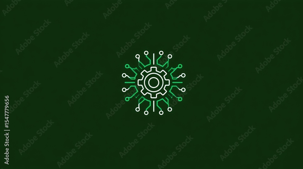Aufkleber logo design with cogwheel and circuit board lines for systems and automation engineering