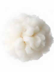 A fluffy cotton ball with realistic fibers, cropped, isolated on a transparent background
