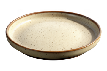Beige speckled ceramic dish isolated on transparent background