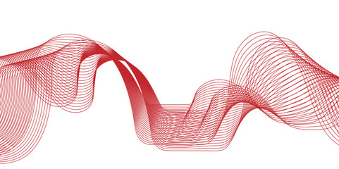 Red color line wave. abstract red wave, geometric DNA texture background, Element for design isolated on white. Stylish line art background, gradient. design , vector illustration