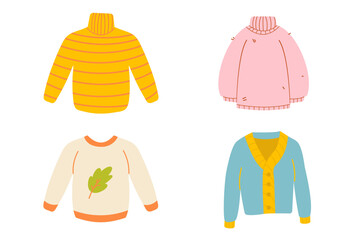 Cozy autumn sweaters clipart. Fall clothes