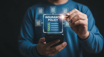 Person reviewing digital insurance policy on smartphone