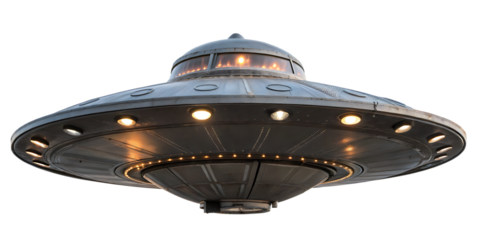  ufo--unidentified-flying-object--alien-spaceship- isolated on white background png, ai generated