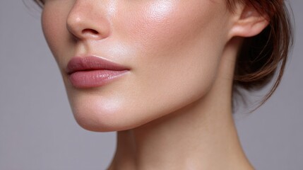 Obraz premium Portrait of a Person with Natural Makeup and Radiant Skin Tone