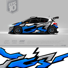 Racing car wrap design vector. Graphic abstract stripe racing background kit designs for wrap vehicle, race car, rally, adventure and livery. Full vector eps 10	
