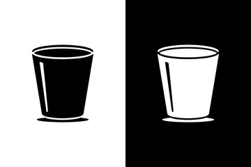 black and white Waste Basket icon Silhouette vector