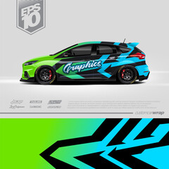 Racing car wrap design vector. Graphic abstract stripe racing background kit designs for wrap vehicle, race car, rally, adventure and livery. Full vector eps 10	
