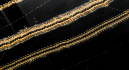 Black Marble with Rich Gold Stripes for High-End Architectural and Interior Features