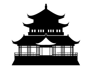 Fototapeta premium A traditional home full black silhouette vector illustration design