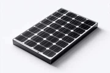 Rectangular solar panel, dark gray, with many small, square cells