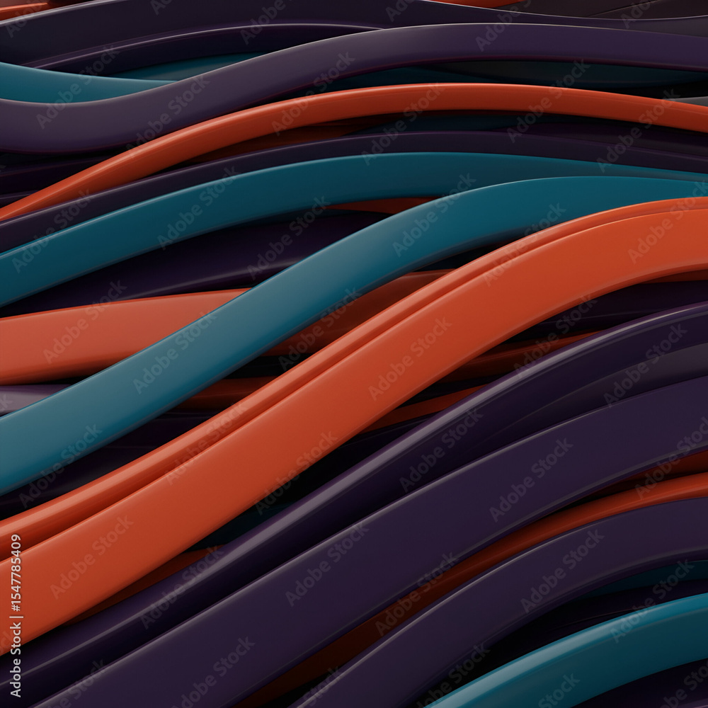 Aufkleber abstract design of multicolored wavy lines in various shades of orange, teal, and dark purple. abstr