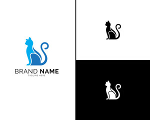 Elegant Cat Logo Design Variations for Brand Identity, Featuring Blue and Black Options. Clean and Minimalist Style, Perfect for Professional Logo Use in Modern Branding Projects.


