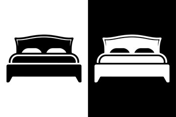black and white Bed icon Silhouette vector