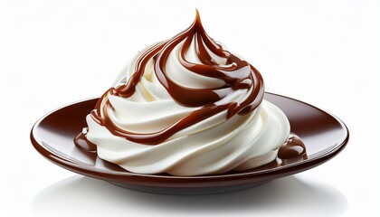 whipped cream with chocolate sauce isolated on transparent background