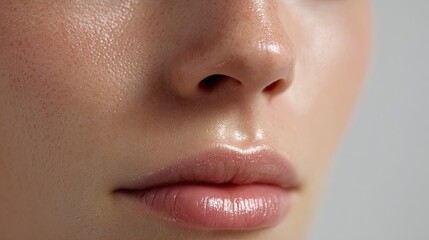 Naklejka premium Close-Up of Smooth Female Skin with Natural Glow and Hydration