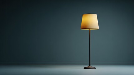 Elegant Floor Lamp in Minimalist Room with Soft Glow and Shadow