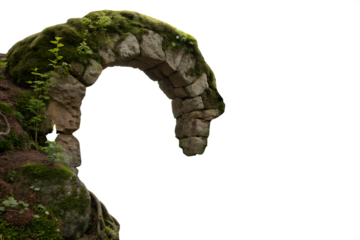 woodland-arch-made-of-natural-rock isolated on white background  png, ai generated