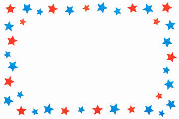 Patriotic star frame with red and blue stars for independence day design