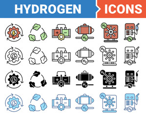 Hydrogen banner icon set with multiple style collection.