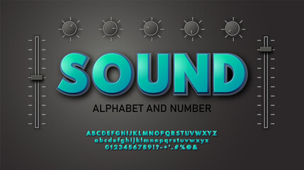 Bold 3D Turquoise Font with Shadow. Modern Vector Alphabet with Letters and Numbers for Posters, Party Flyers, Club Designs, Festival Titles, and Retro Typographic Projects