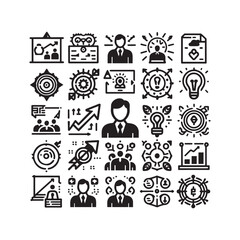 Comprehensive Target Icons Collection Featuring Aim, Goal Setting, Business Success, Accuracy, Purpose Direction, Arrow Hitting Center, Strategic Focus, and Challenge Achievement Symbols in Vector For