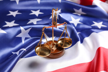 USA flag and scales of justice