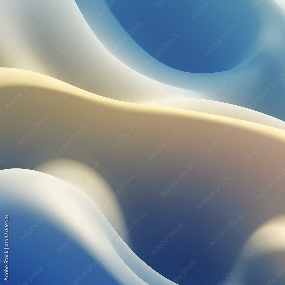 Aufkleber abstract flowing forms with gradient colors in light beige and blue. dynamic curves and smooth trans