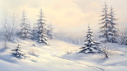 Fototapeta premium Pine trees in the snow