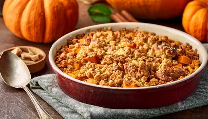 homemade autumn pumpkin crisp cobbler