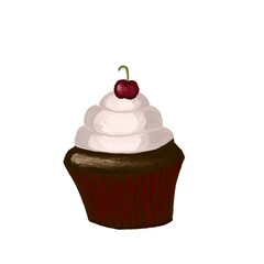 chocolate cupcake with cherry