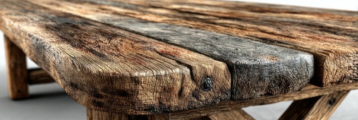 Rustic wooden table showcasing detailed textures and natural beauty in a bright indoor setting