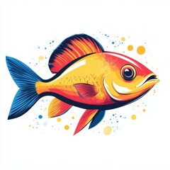 Fototapeta premium Colorful fish swimming in a vibrant aquatic scene with splashes of color and playful details