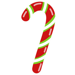 Classic Red, Green, and White Candy Cane &ndash; Festive Christmas Vector Illustration